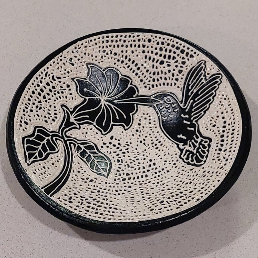 Unique Handcrafted Hummingbird Pottery Bowl
